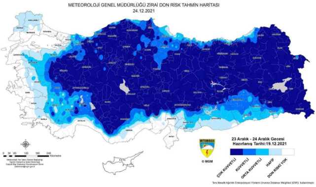 Tokat için zirai don uyarısı