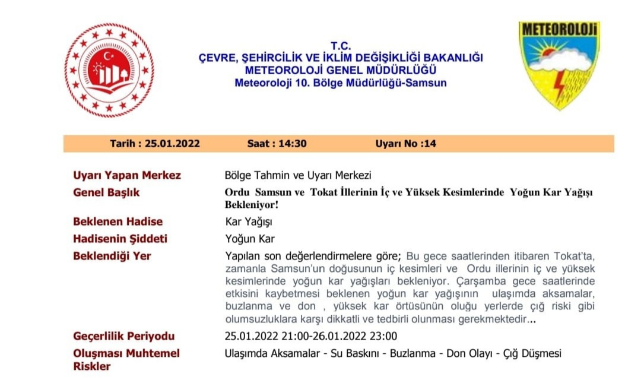 Meteorolojiden 'yoğun kar' uyarısı