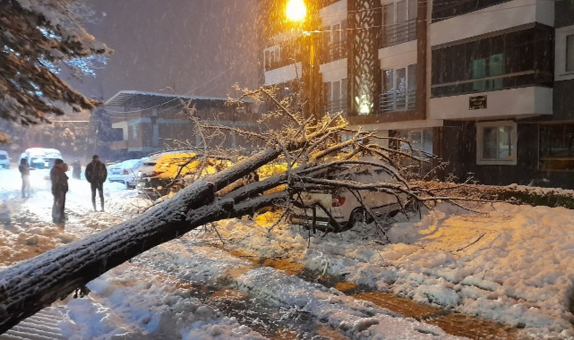 Yoğun kar yağışına dayanamayan halı sahanın çatısı çöktü