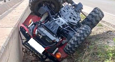 ATV Devrildi Sürücü Yaralandı