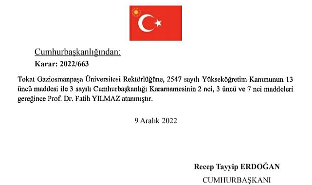 TOGÜ'nün yeni Rektörü Prof. Dr. Fatih Yılmaz oldu