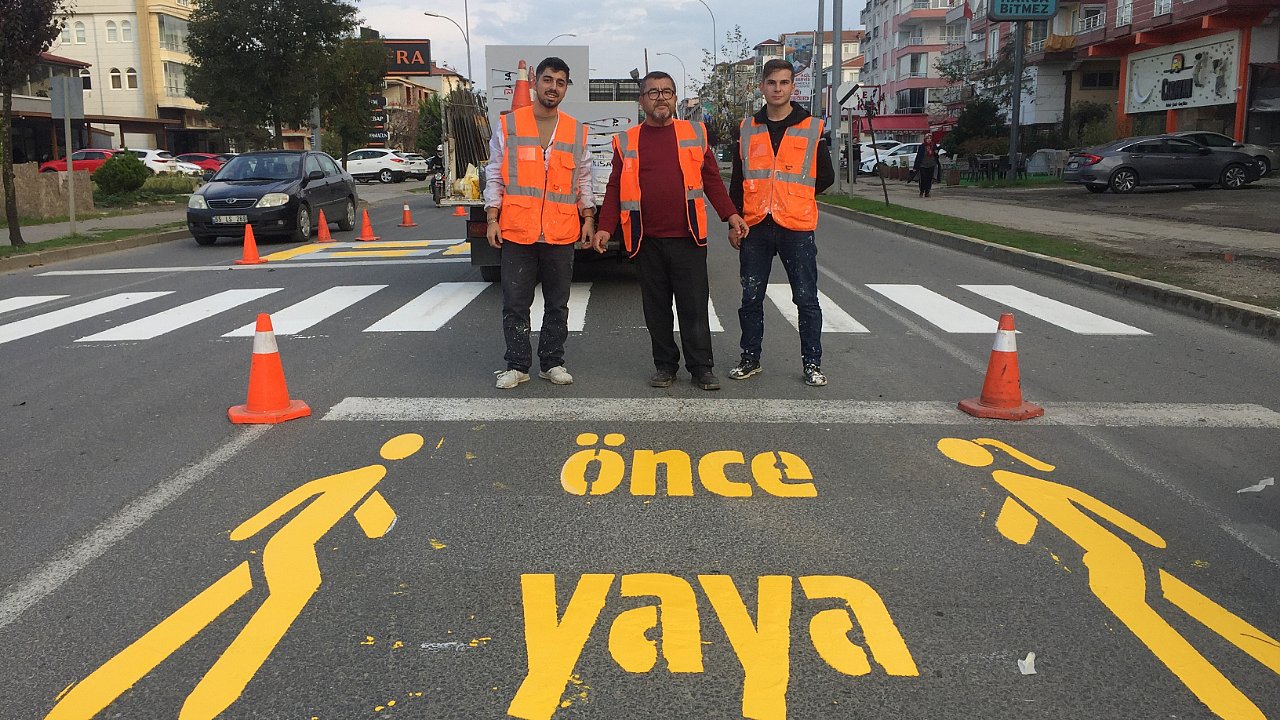 Ünye'de yollarda yaya güvenliği arttırıldı