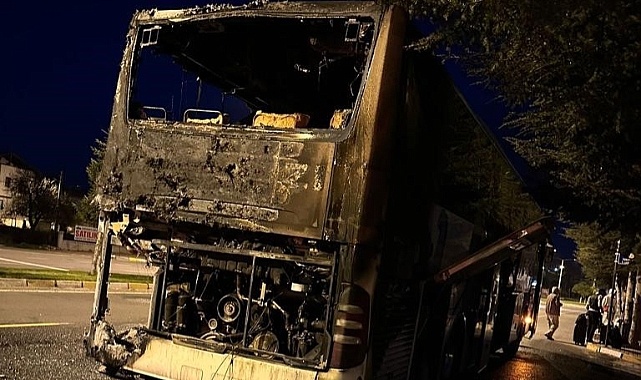 Tokat firmasına ait otobüste yangın çıktı