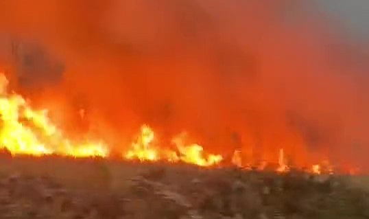Amasya’da ekili araziye yıldırım düşmesi sonucu yangın çıktı