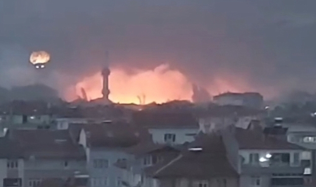 Tokat'ta fırtına nedeniyle kopan kablo yangına neden oldu