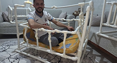 Tesisatçıdan borudan beşik: İçine girip test etti, viral oldu