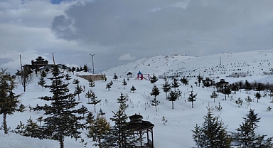 Başçiftlik'te Üçoluk Göleti'nin yüzeyi buz tuttu