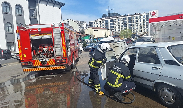 Niksar'da park halindeki otomobilde yangın sonucu hasar oluştu