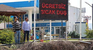 Akaryakıt istasyonundan ücretsiz sıcak duş