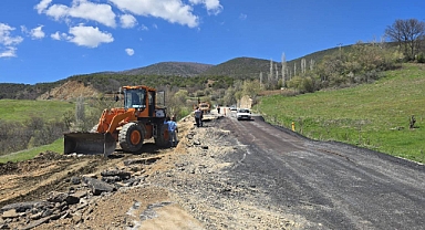 Almus-Tokat kara yolunda bakım çalışması yapılıyor