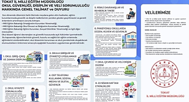 Tokat’ta okullar için yeni güvenlik ve disiplin talimatı