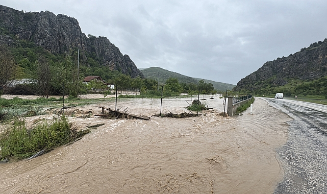 Tokat'ta derenin taşması sonucu ev ve arazileri su bastı