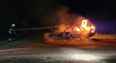 Niksar'da yangın çıkan otomobilde hasar meydana geldi