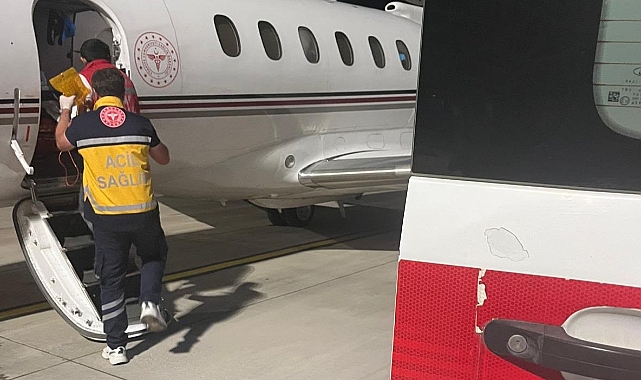 Tokat'ta ambulans uçak 9 günlük bebek için havalandı